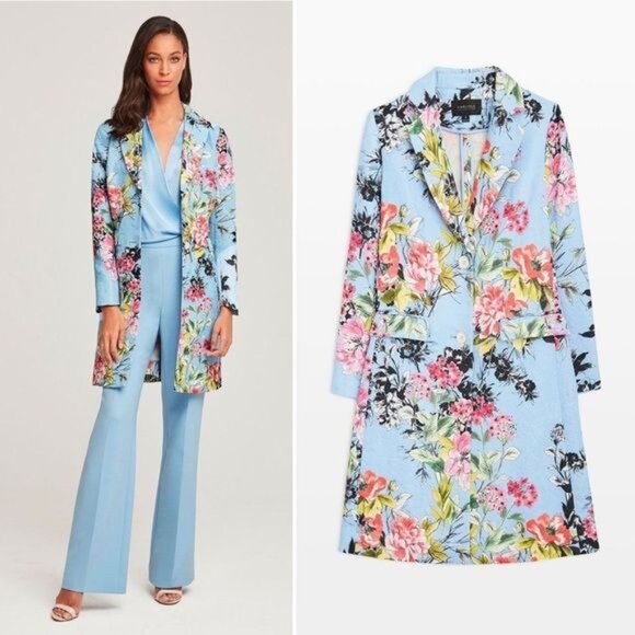 Carlisle Collection blue floral button front quilted coat jacket 2 - Picture 14 of 14